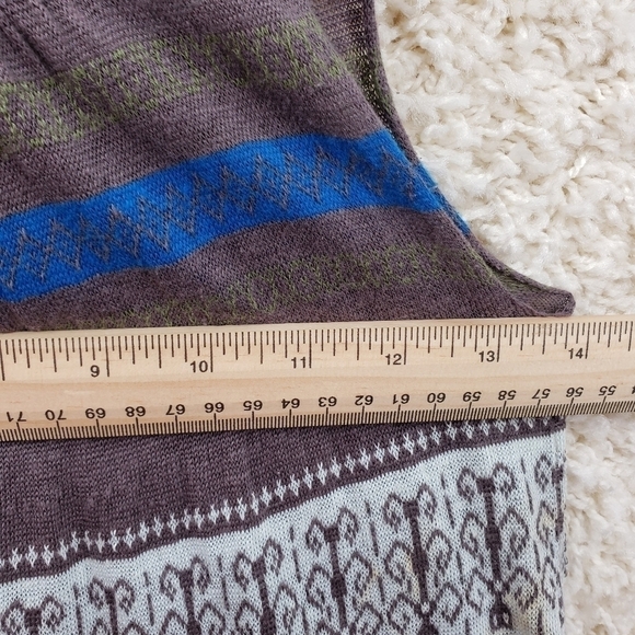 Free People Women US XS knit tank top blue brown turquoise bohemian print linen - Picture 5 of 9